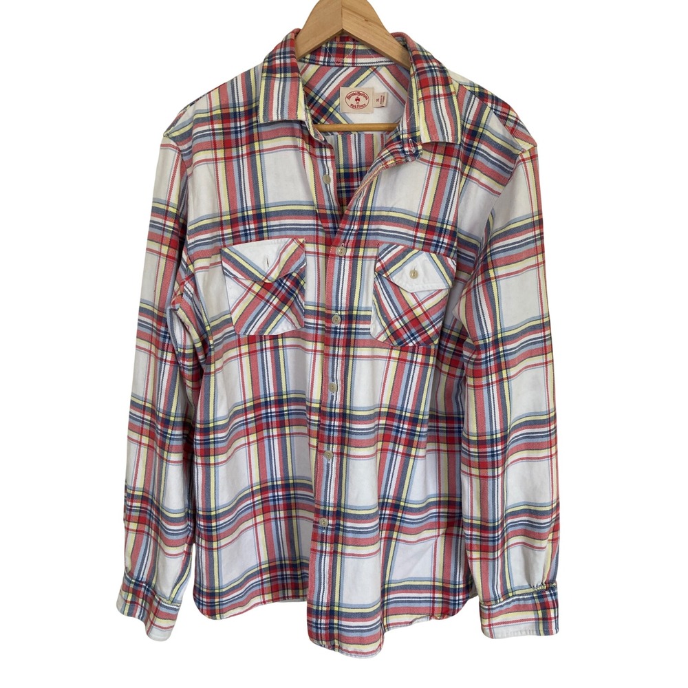 Brooks Brothers Red Fleece Mens XL Plaid Button Down Shirt Red Blue Yellow White